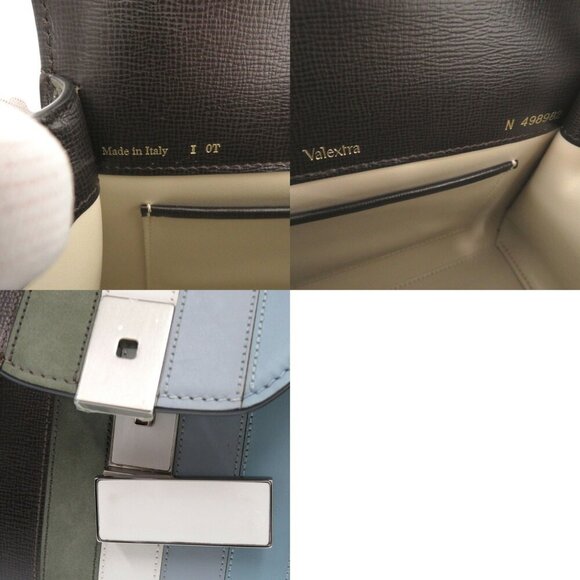 VALEXTRA Mini Iside Leather Blue 2way Handbag - Picture 11 of 11
